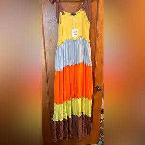 NWT Davi & Dani Plus Size Color Block Maxi Dress 2x